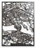 Wooden Map Stockholm Stad 70x100 svart brun