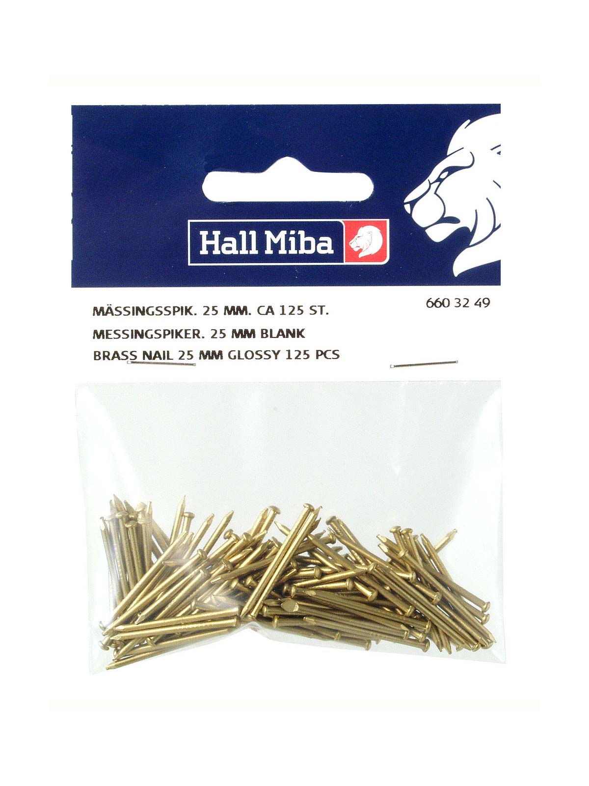 Hall Miba Mässingsspik 25mm 125-p Hall Miba Mässingsspik 25mm 125-p