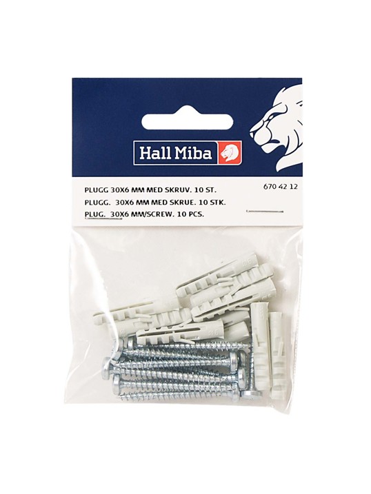 Hall Miba Plugg 30x6mm med skruv 10-p