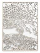 Wooden Map Stockholm Stad 70x100 vit ljus
